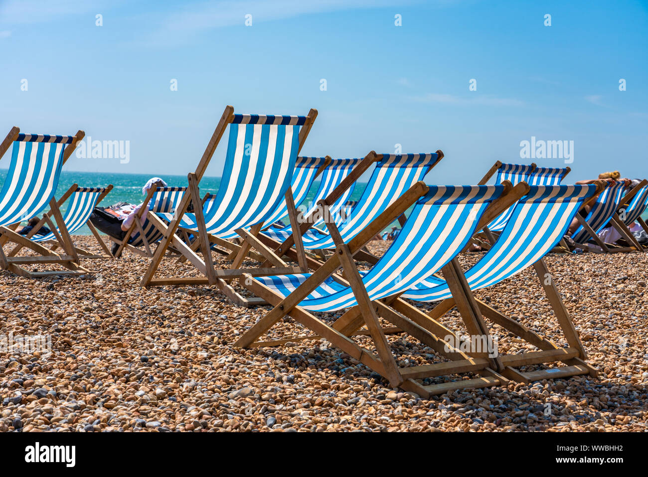 Deck chairs on brighton beach hi-res stock photography and images - Alamy