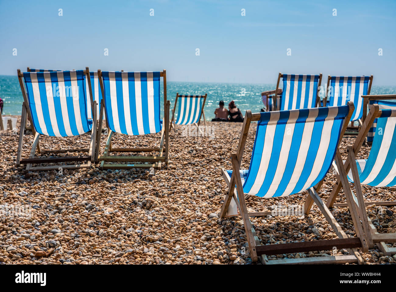 Deck chairs on brighton beach hi-res stock photography and images - Alamy
