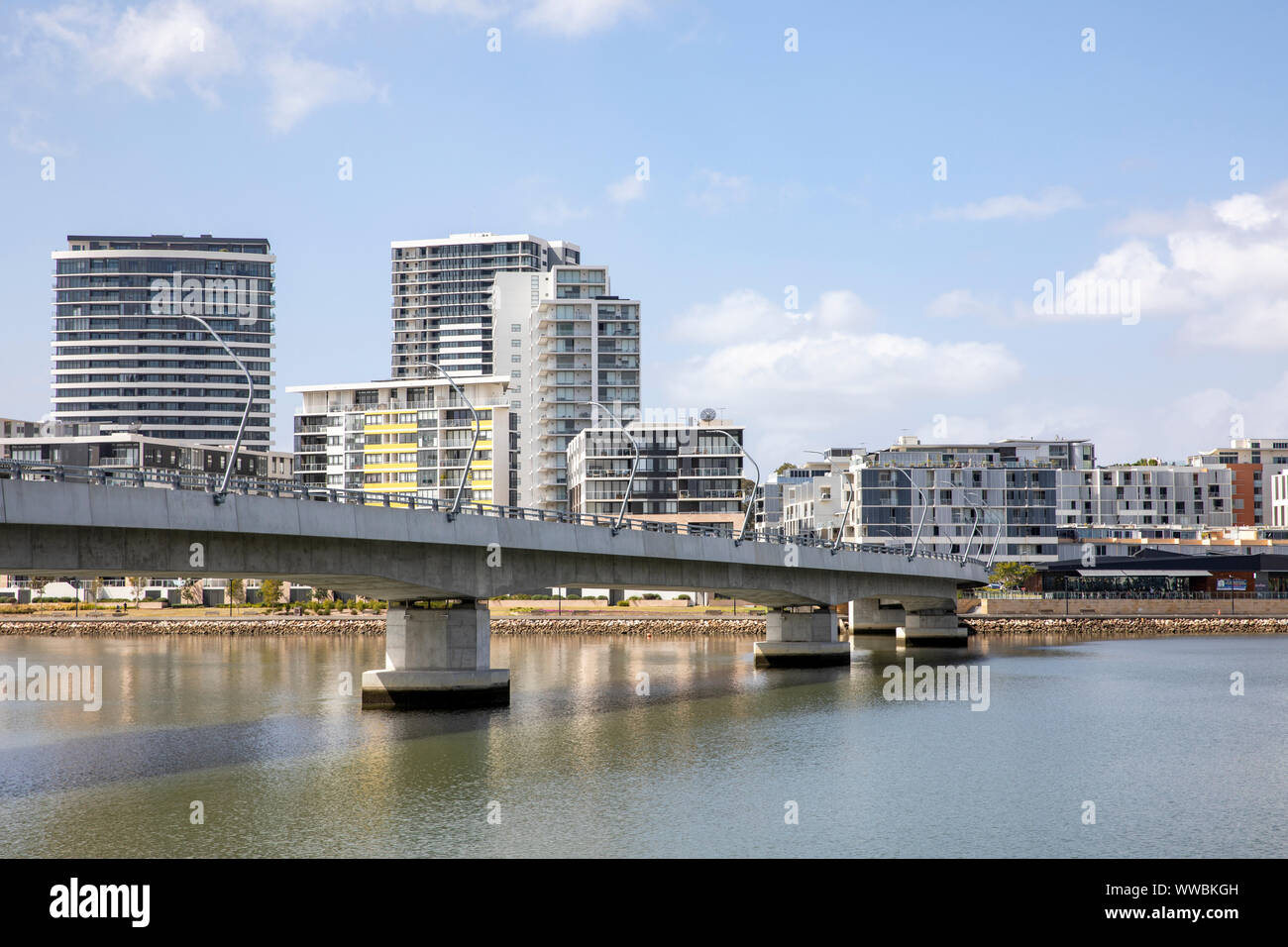 Bennelong bridge over the parramatta river towards Rhodes, suburb of Sydney,New South Wales,Australia Stock Photo