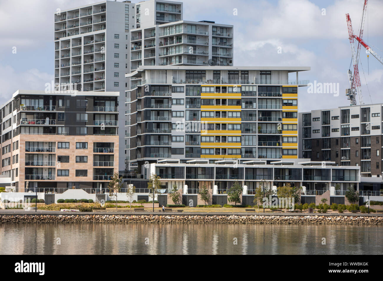 Australian apartment buildings in the suburb of Rhodes in Sydney,Australia Stock Photo