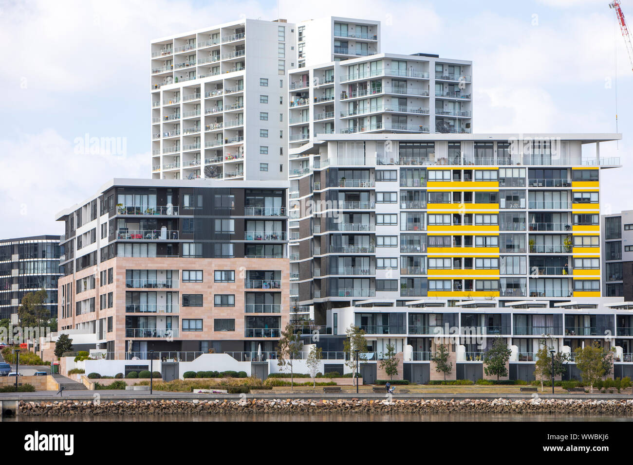 Rhodes in Sydney high rise apartment living in Australia Stock Photo