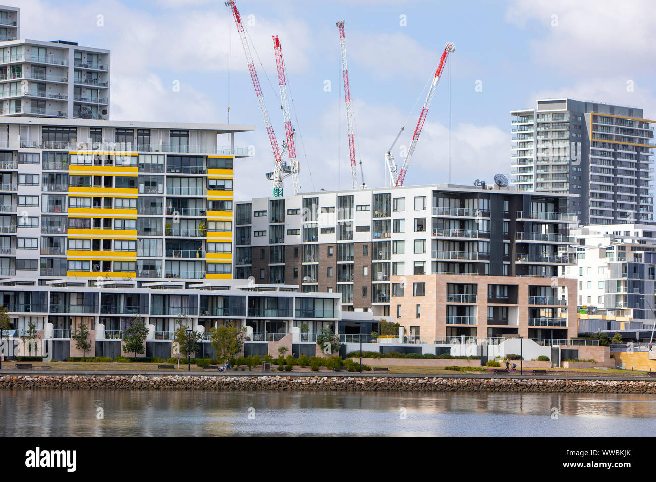 Rhodes, Sydney, Construction and development in Rhodes, suburb of Sydney which has seen high rise residential development and property development Stock Photo