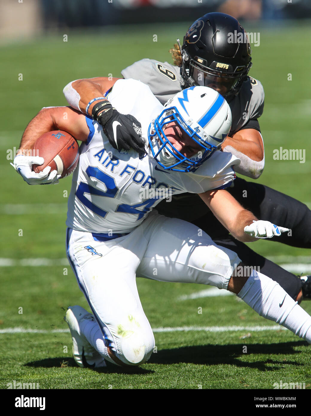 September 14, 2019: Colorado Buffaloes safety Aaron Maddox (9) tackles