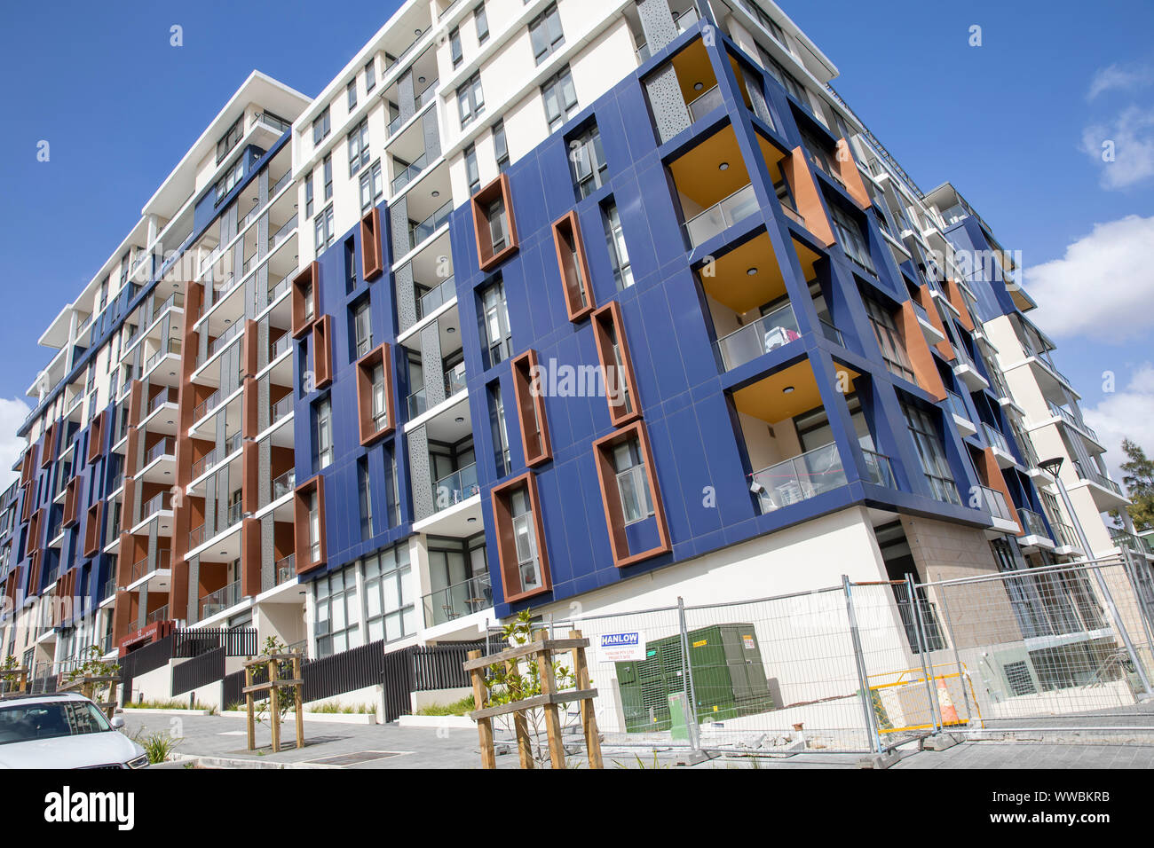 Ryde Sydney, modern apartment and units building in the sydney suburb of Ryde, exterior of high rise apartment building,Australia Stock Photo