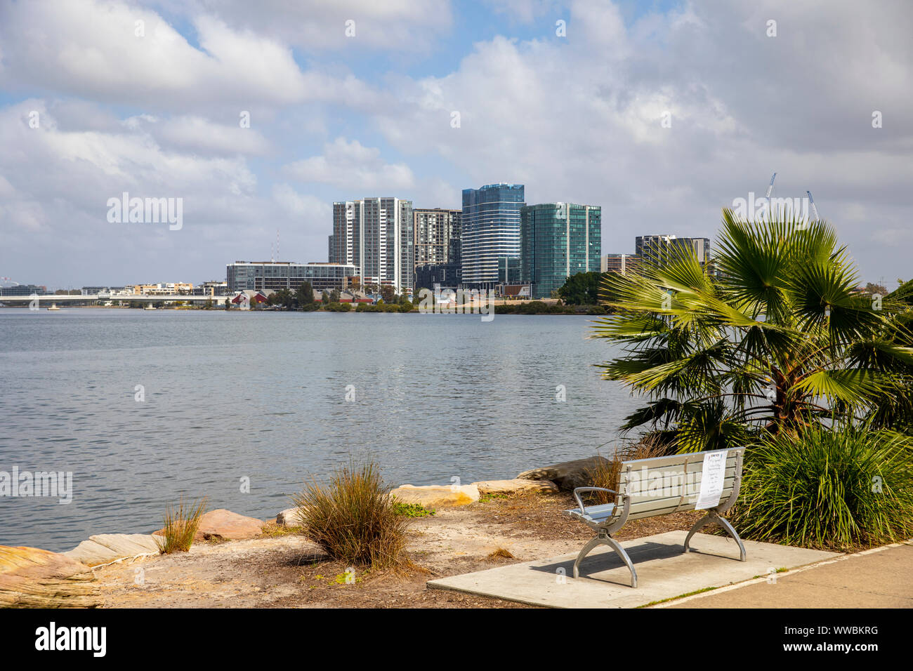 Apartments at Wentworth point suburb of Sydney viewed from memorial park in Meadowbank,Sydney,Australia Stock Photo
