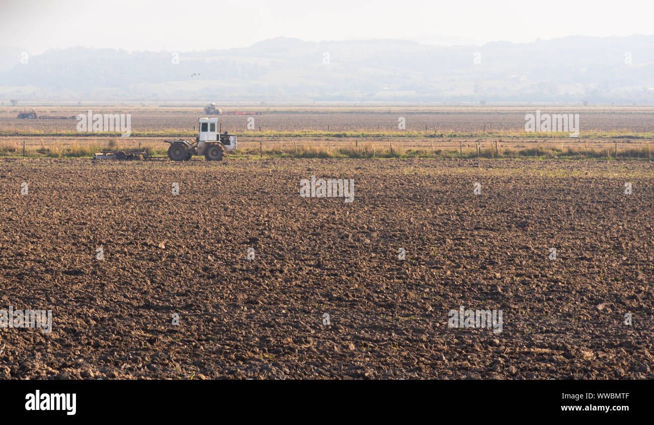 The machines and plow in the preparation of the land for the sowing of ...