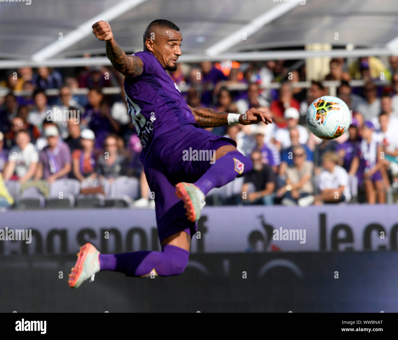 Florence, Italy. 14th Sep, 2019. Kevin-Prince Boateng of Fiorentina competes during the Serie A soccer match between Fiorentina and Juventus in Florence, Italy, Sept. 14, 2019. Credit: Alberto Lingria/Xinhua Credit: Xinhua/Alamy Live News Stock Photo