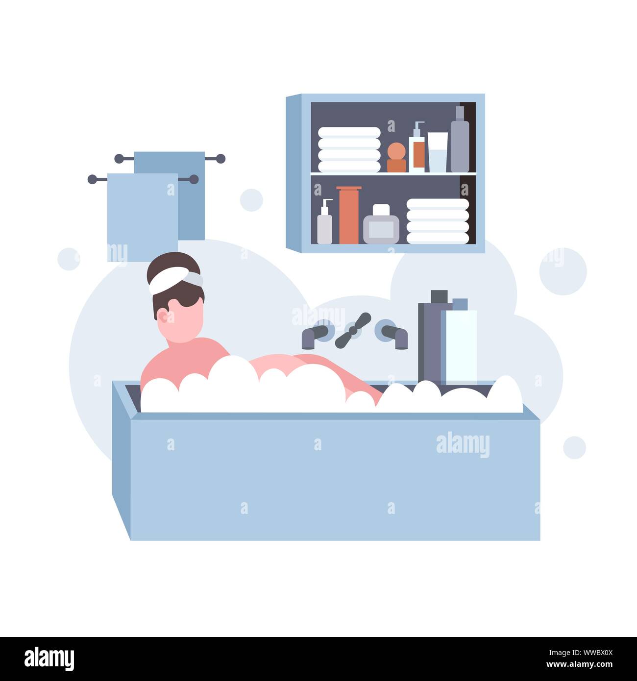 fat obese woman washing relaxing in bath with foam overweight girl