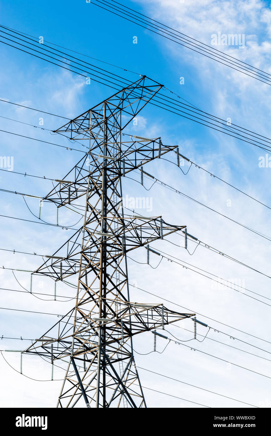 Hydro field showing hydro pole stations Stock Photo Alamy