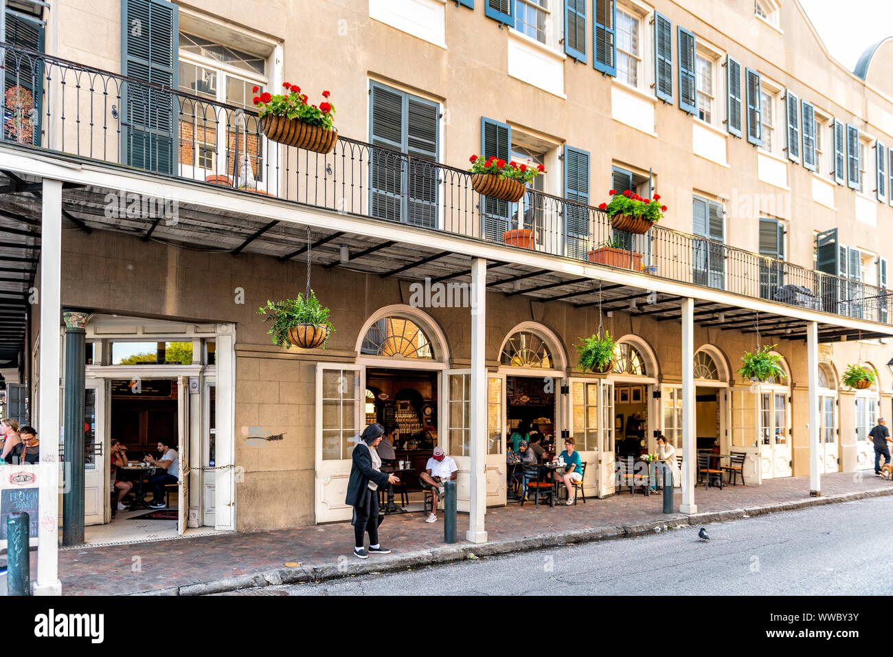 New Orleans, USA - April 22, 2018: French Quarter street covered ...