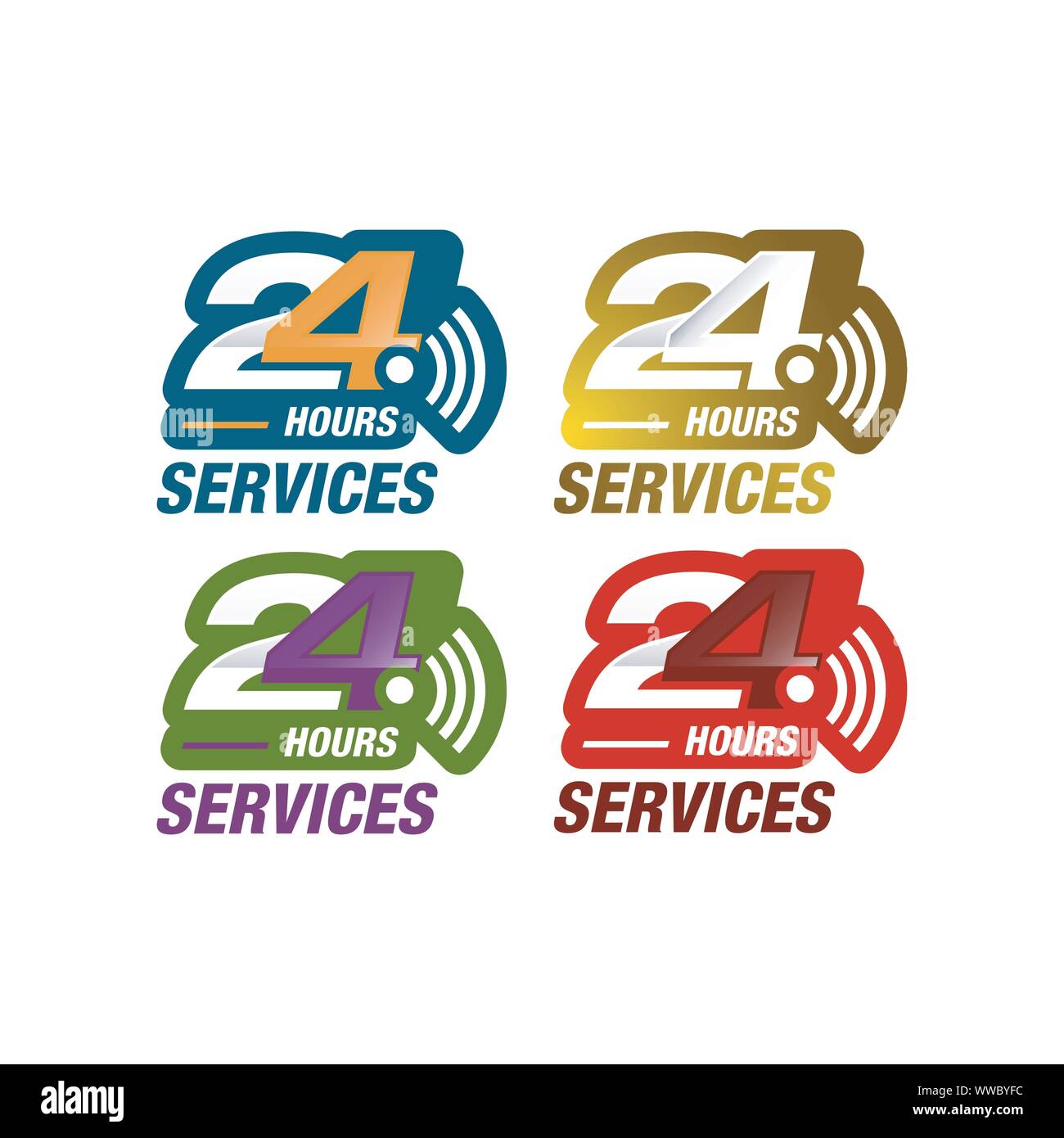 24 hours service sign vector icon day night services button symbol Stock Vector