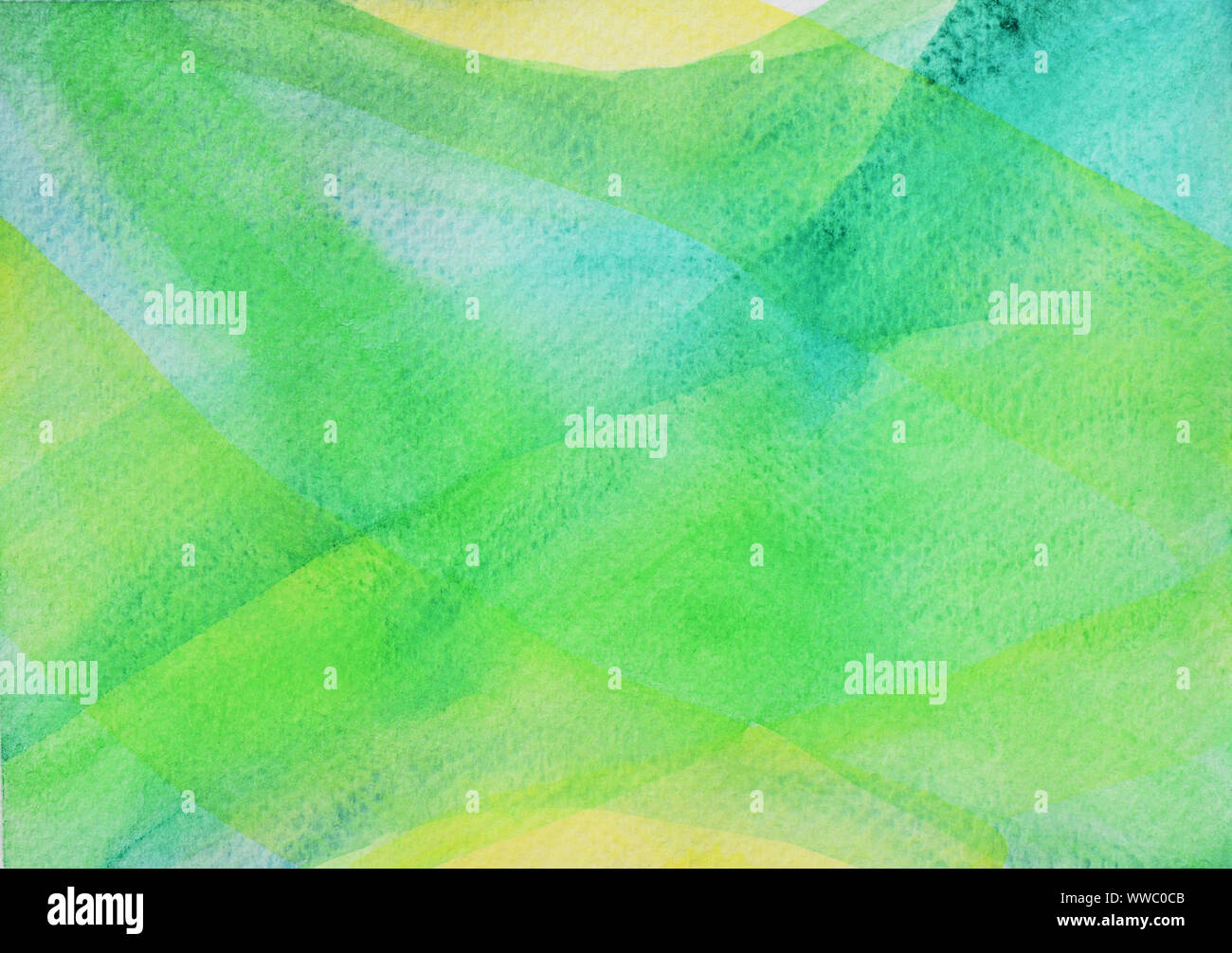 Gradient abstract pattern blue with yellow and green color , Illustration watercolor hand draw and painted on paper Stock Photo