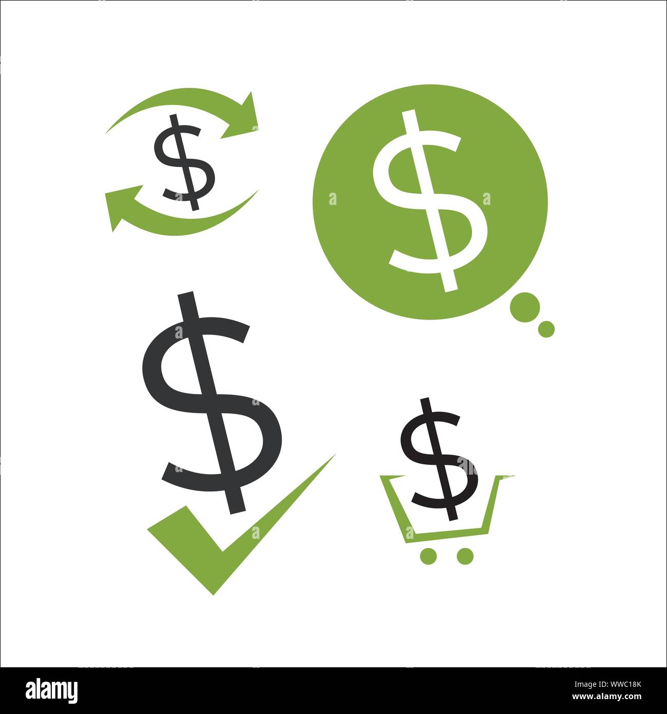 set of simple green money dollar logo design sign Icon logo vector Stock Vector