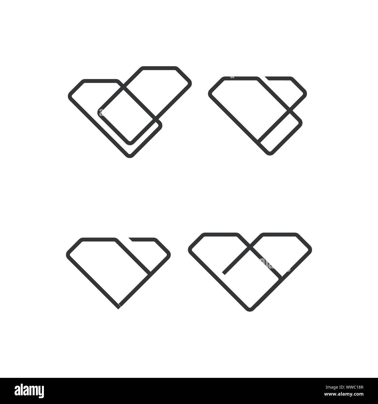 creative style geometric shape diamond line art logo vector icon Stock Vector