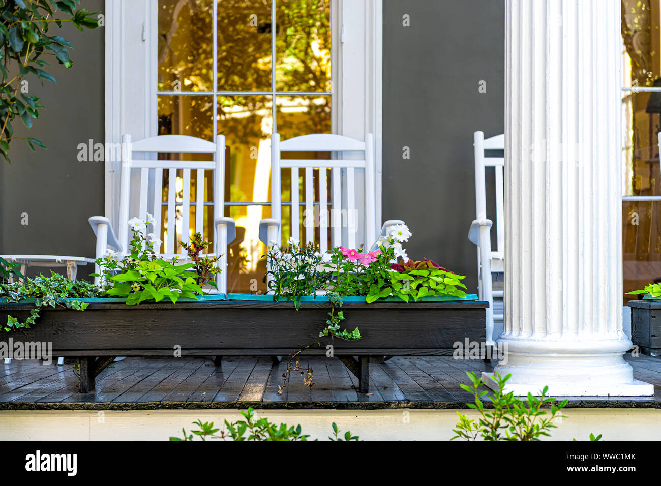 Old street historic Garden district in New Orleans, Louisiana with