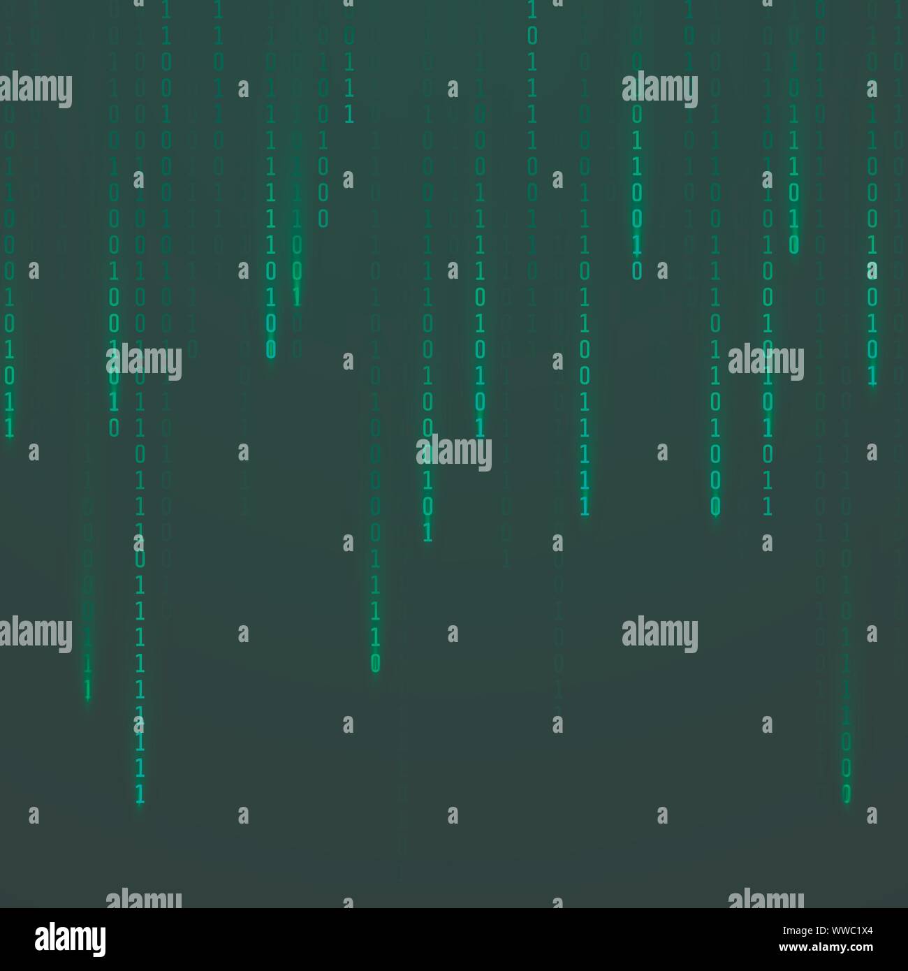 Matrix. Stream of binary code on screen. Falling random numbers. Data and technology. Vector illustration Stock Vector
