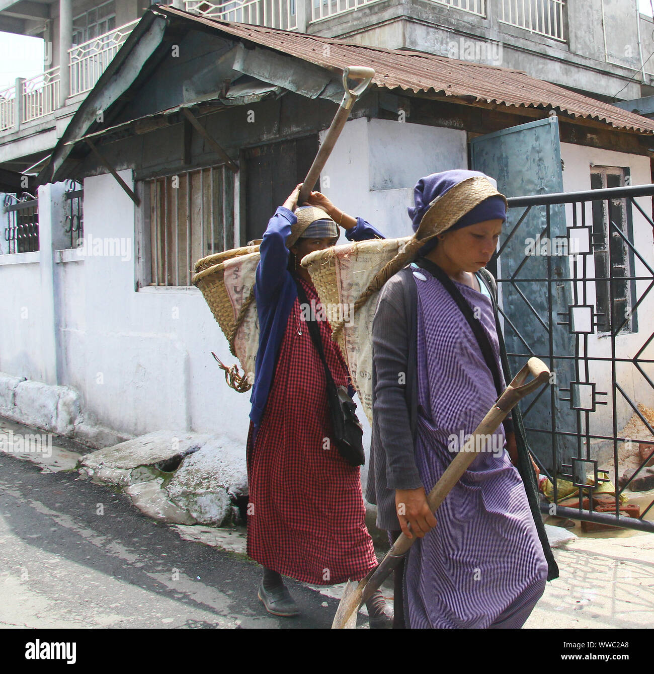Khasi women doing their daily chores for their living Stock Photo