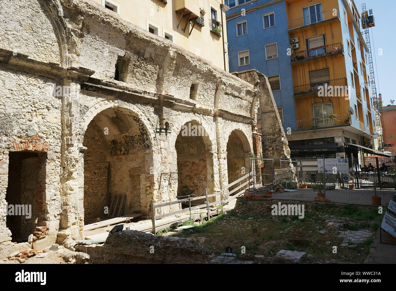 Ruins of Santa Lucia church, Cagliari, Sardinia, Italy Stock Photo