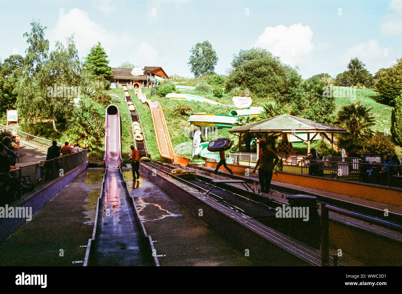 Water coaster rides at Woodlands Family Theme Park, Totnes, Devon