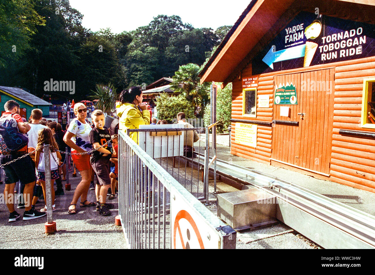 Tornado Toboggan run ride at Woodlands Family Theme Park, Totnes, Devon , England, United