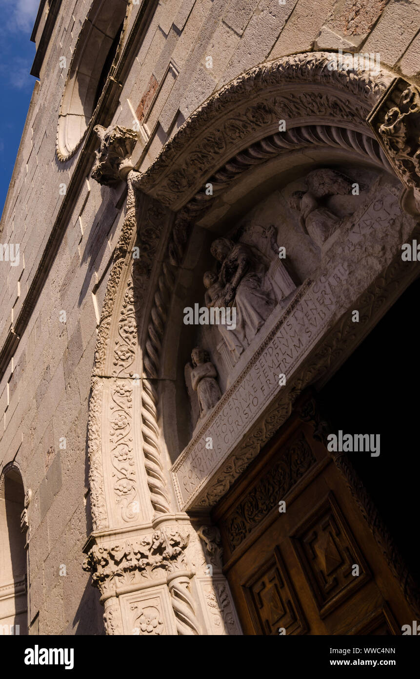 view of the door of Chiesa Fratta in san daniele Stock Photo
