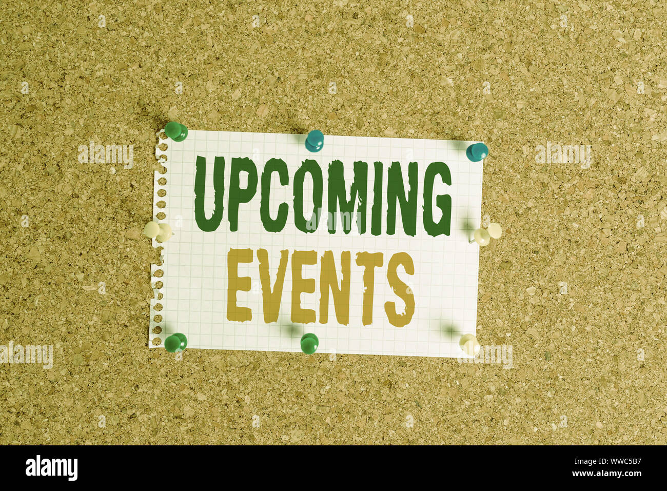 Writing note showing Upcoming Events. Business concept for the ...