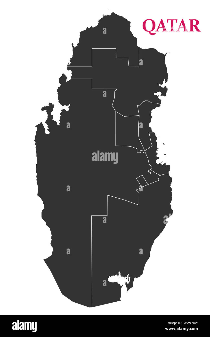 Qatar political map, State of Qatar geography outline vector.Arab