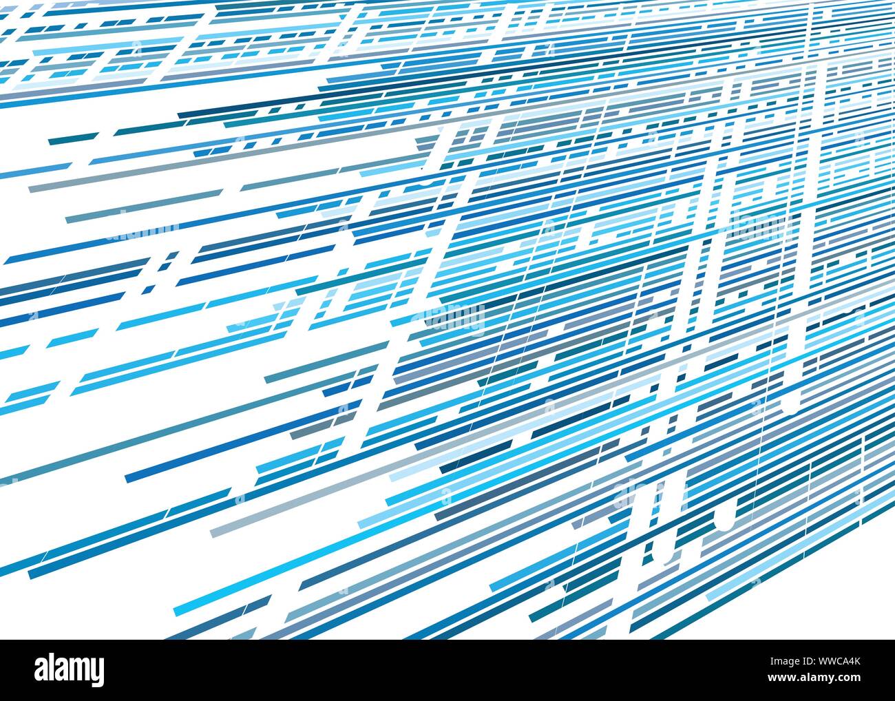 Grid, mesh with intermittent, dashed lines. Intersecting dynamic stripes. Irregular grating, lattice texture. Interlocking, criss-cross abstract geome Stock Vector