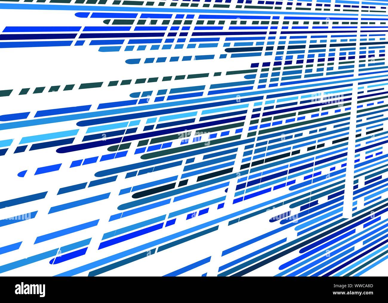 Grid, mesh with intermittent, dashed lines. Intersecting dynamic stripes. Irregular grating, lattice texture. Interlocking, criss-cross abstract geome Stock Vector