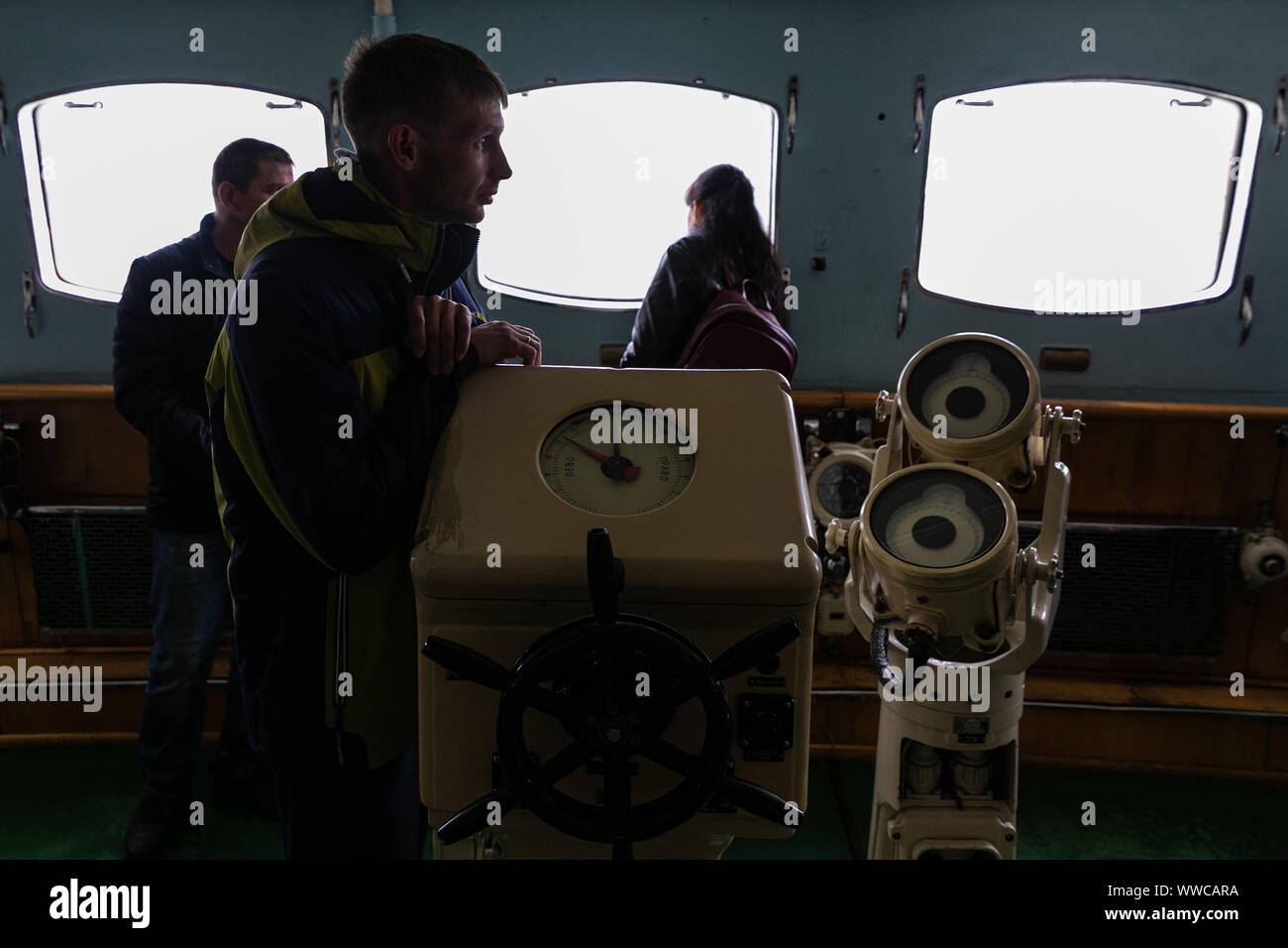 Murmansk, Russia. 14th Sep, 2019. People visit the nuclear-powered icebreaker Lenin in the Arctic Circle port city of Murmansk, Russia, Sept. 14, 2019. Credit: Bai Xueqi/Xinhua/Alamy Live News Stock Photo