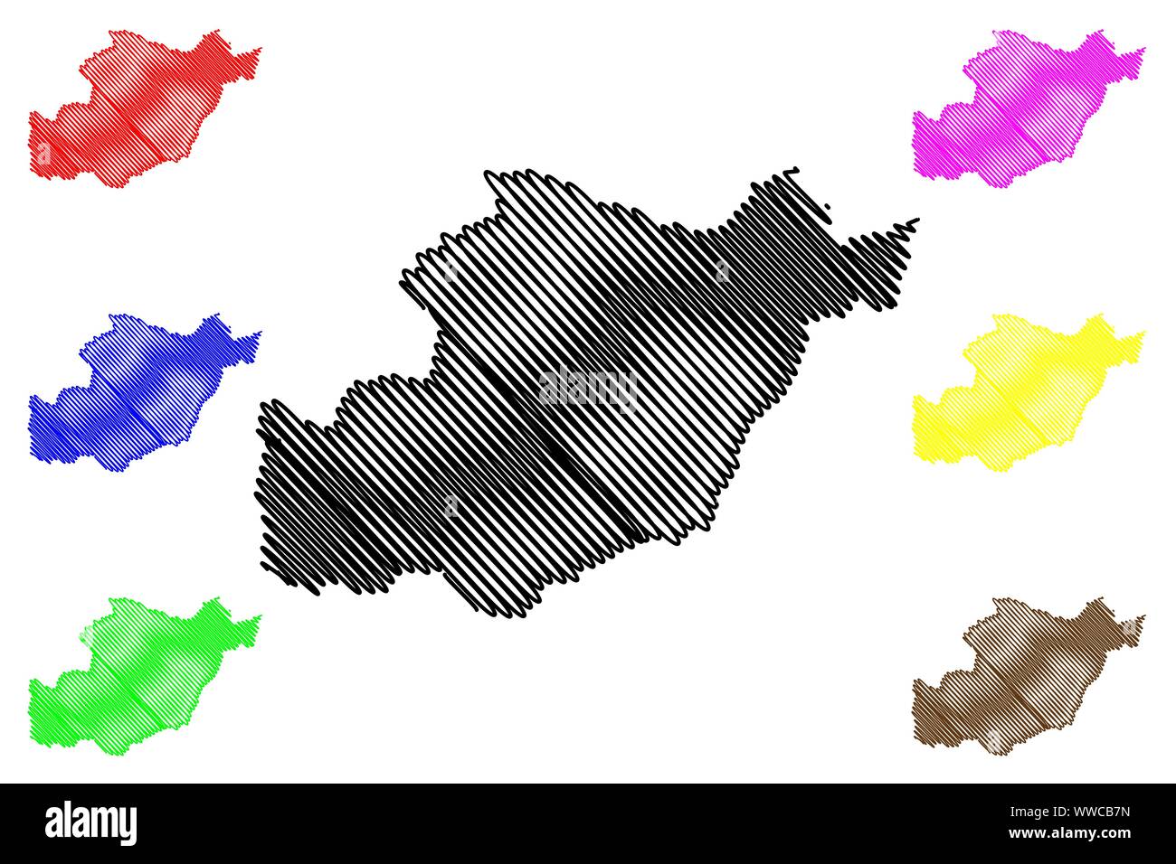 Beja District (Portuguese Republic, Portugal) map vector illustration, scribble sketch Beja map Stock Vector