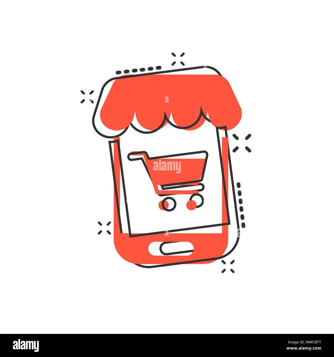 Online shopping icon in comic style. Smartphone store vector cartoon illustration on white isolated background. Market business concept splash effect Stock Vector Image & Art - Alamy Online shopping icon in comic style. Smartphone store vector cartoon illustration on white isolated background. Market business concept splash effect Stock Vector Image & Art - Alamy