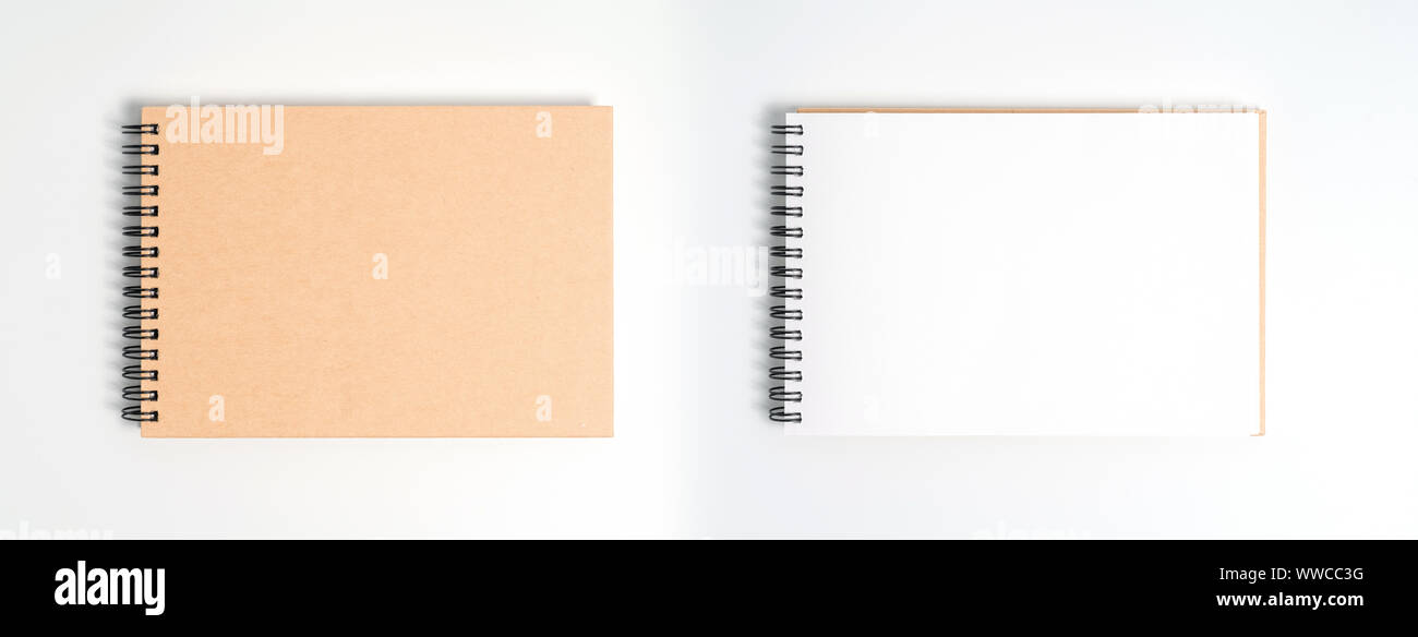 A notebook on a spring. Isolated on white background. Stock Photo