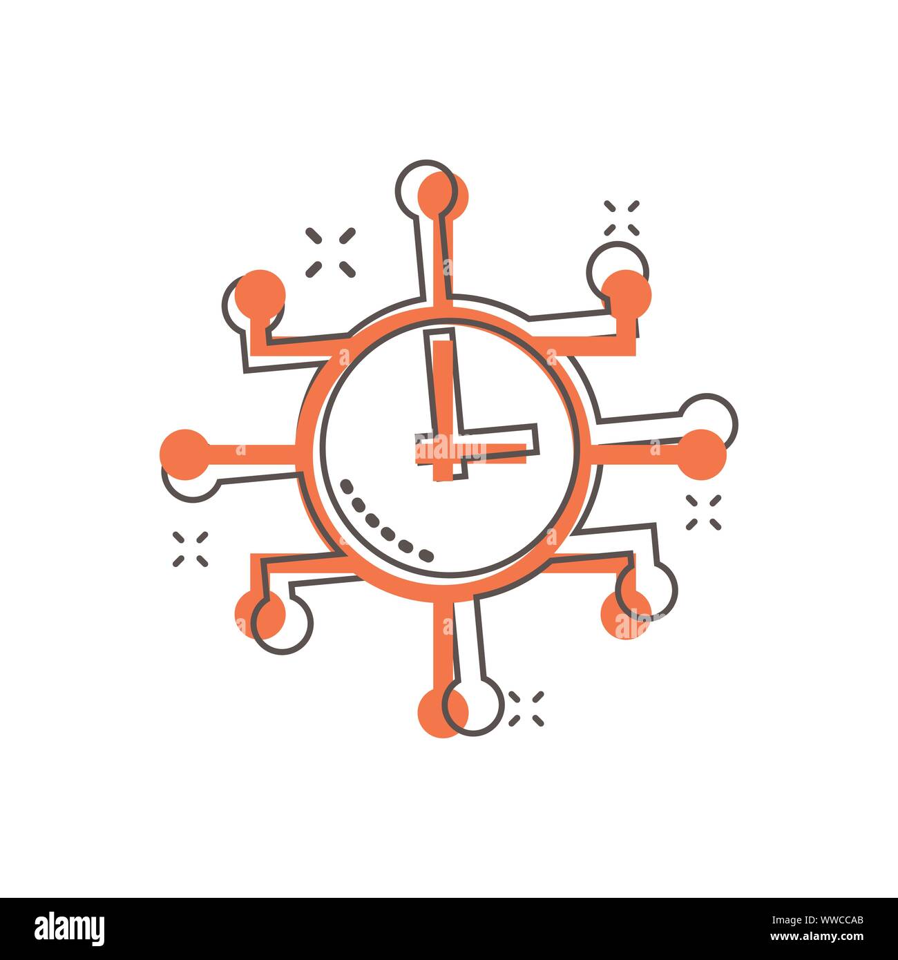 Real time icon in comic style. Clock vector cartoon illustration on ...