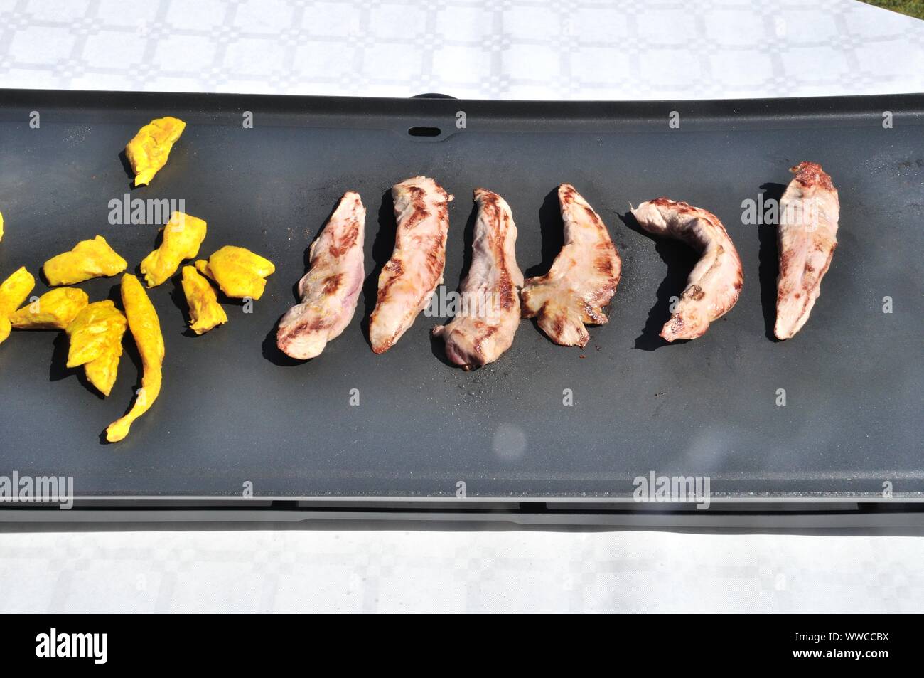 meat on plancha Stock Photo - Alamy
