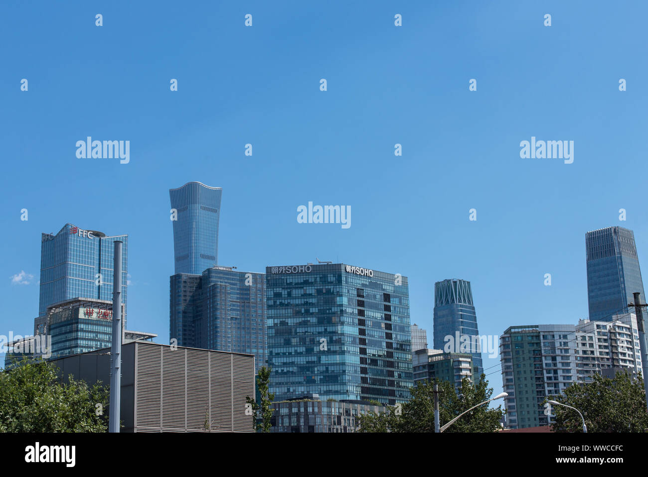 Beijing, China - August 17, 2019. Modern and fashionable district of Beijing. The center of entrepreneurship and the field for innovative enterprises Stock Photo