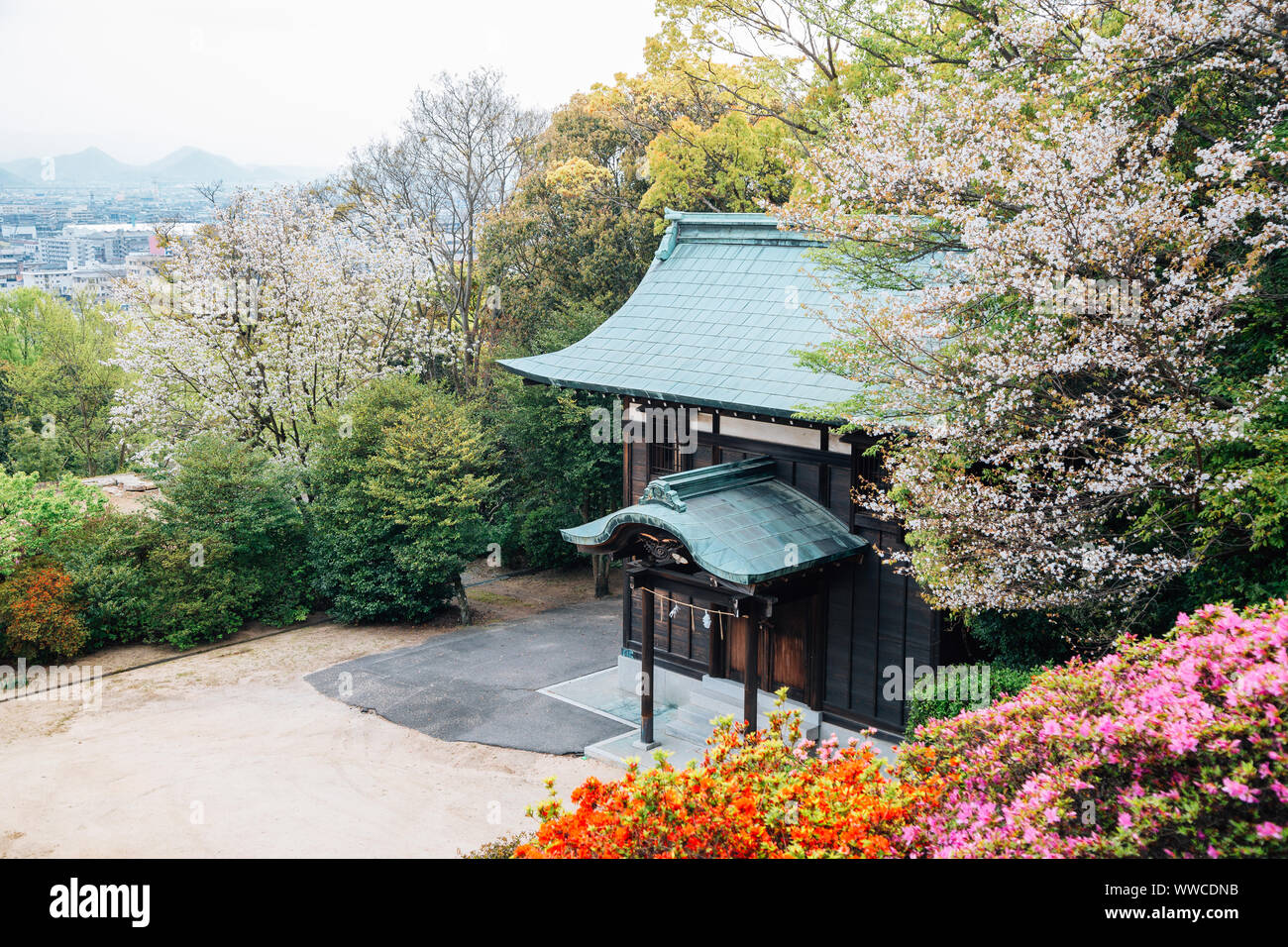 Yashima Shrine at spring in Takamatsu, Kagawa Prefecture, Japan Stock Photo