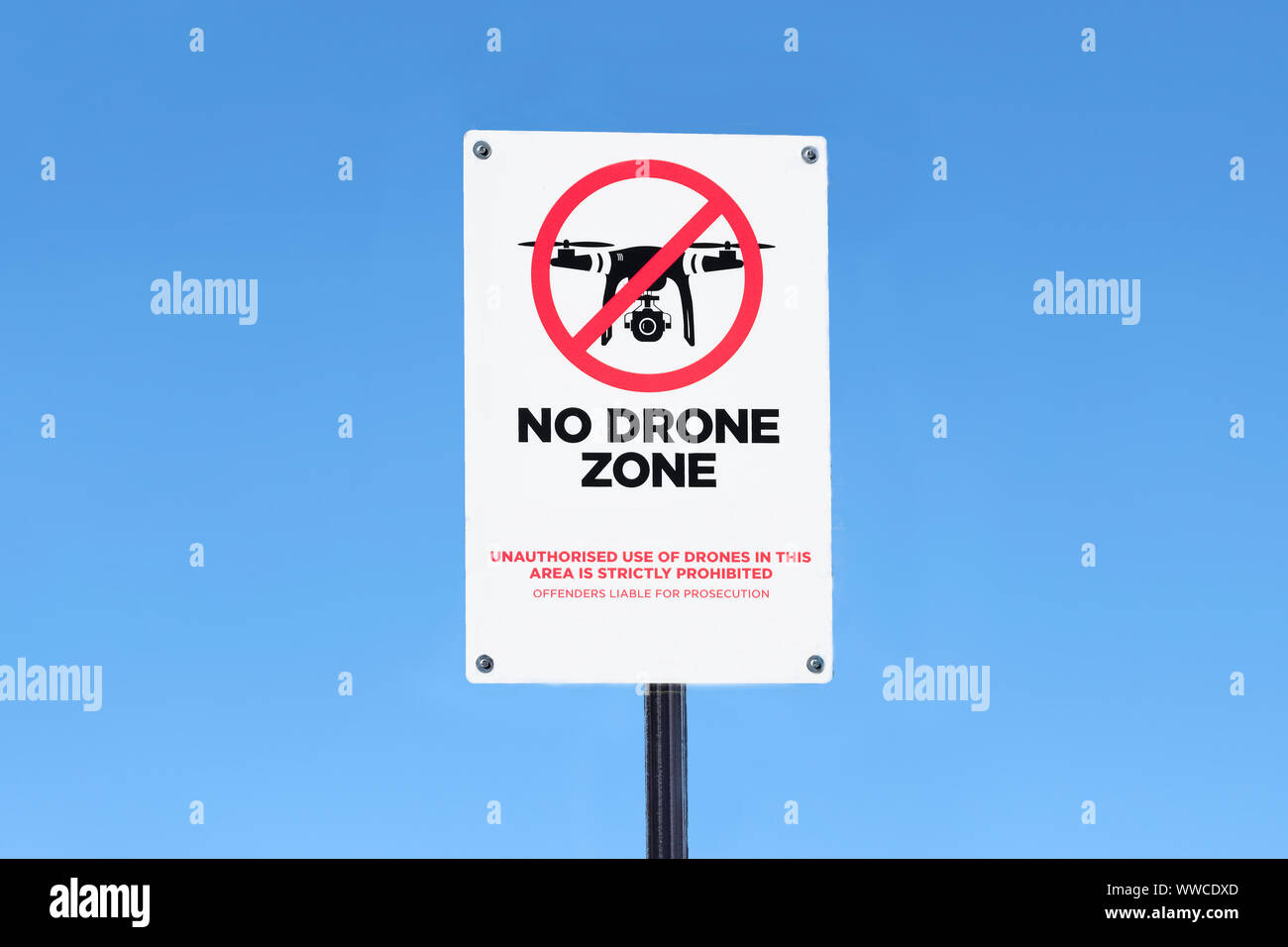 Drone in sky sign at British International Airport flying not allowed