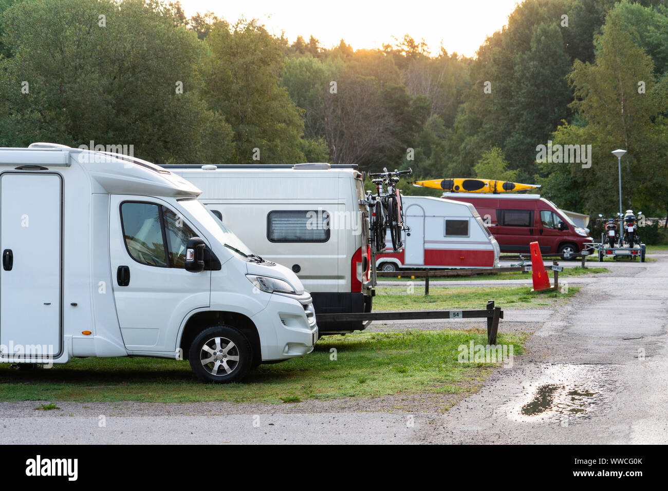 Camper vans in a camping park Stock Photo