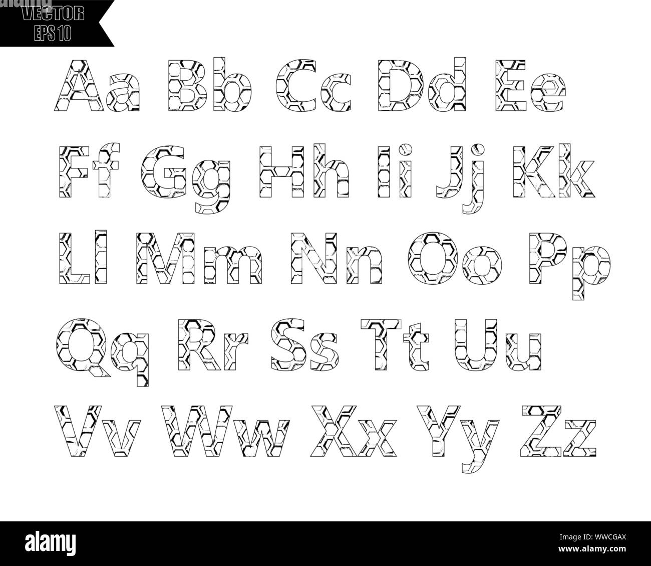 Retro alphabet vector stencil font. Letters, numbers and symbols