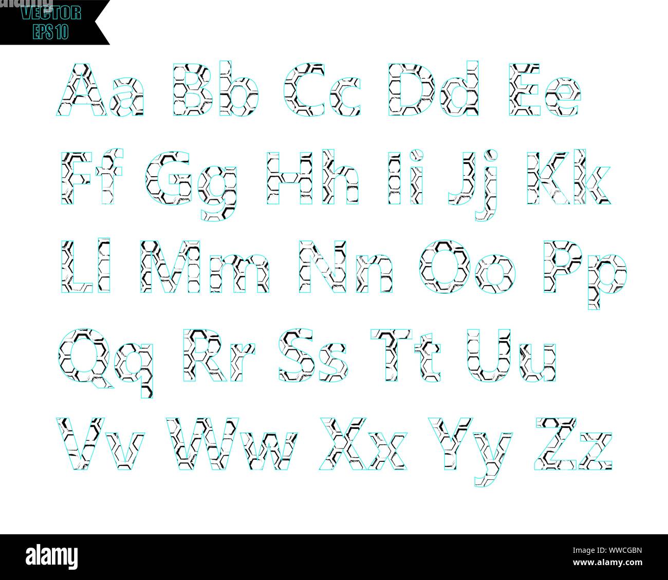 Black stencil alphabet font template. Vintage letters and numbers stamp design. Vector illustration. Stock Vector