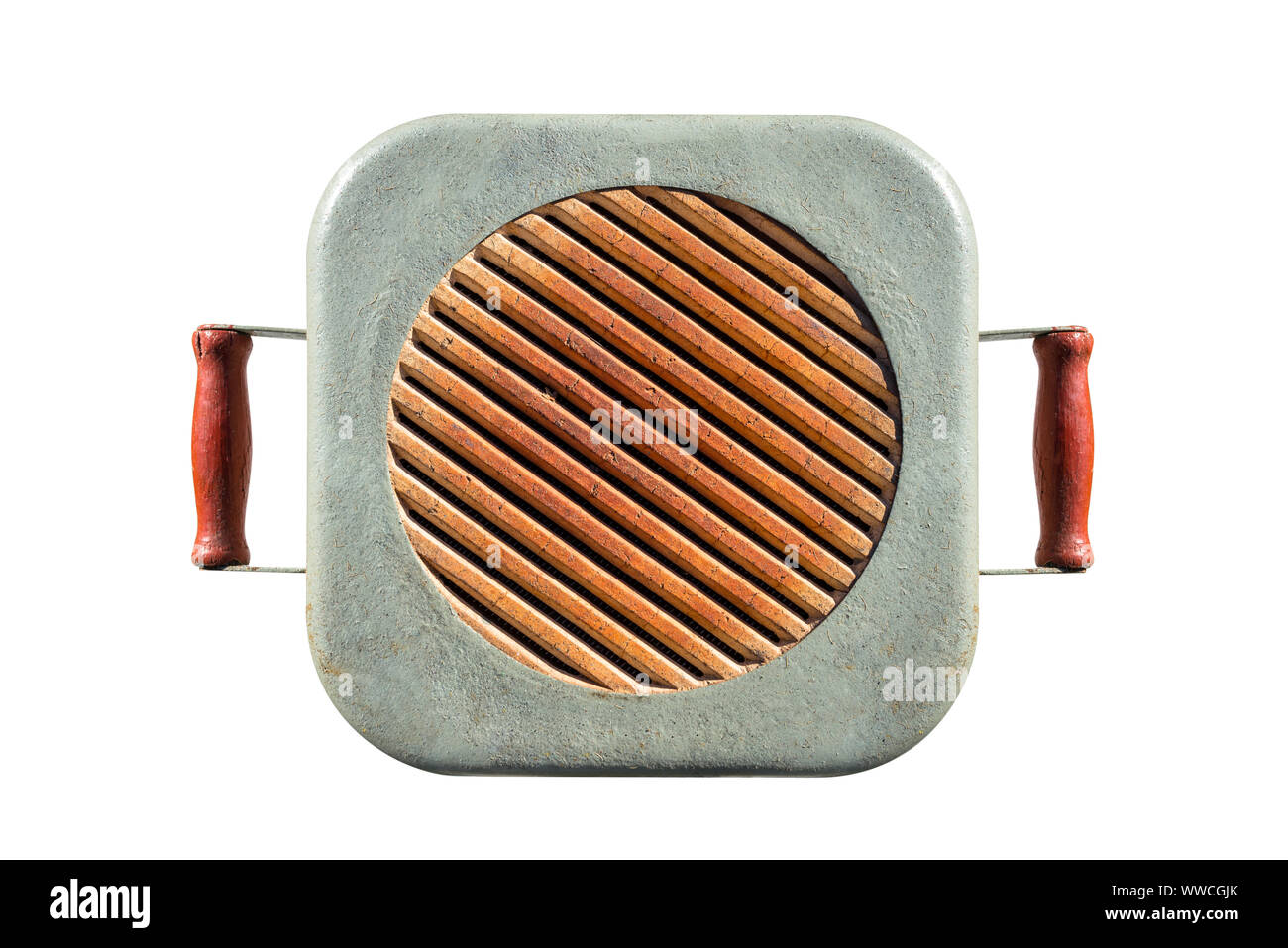 Old, electric, cast iron mobile burner with handles on the sides