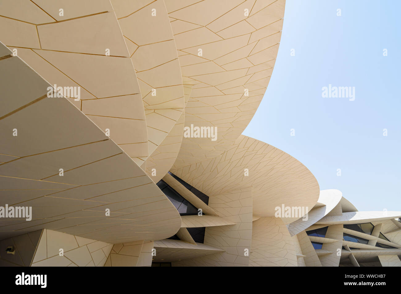Detail of the desert rose inspired architectural landmark of the National Museum of Qatar, Doha, Qatar Stock Photo