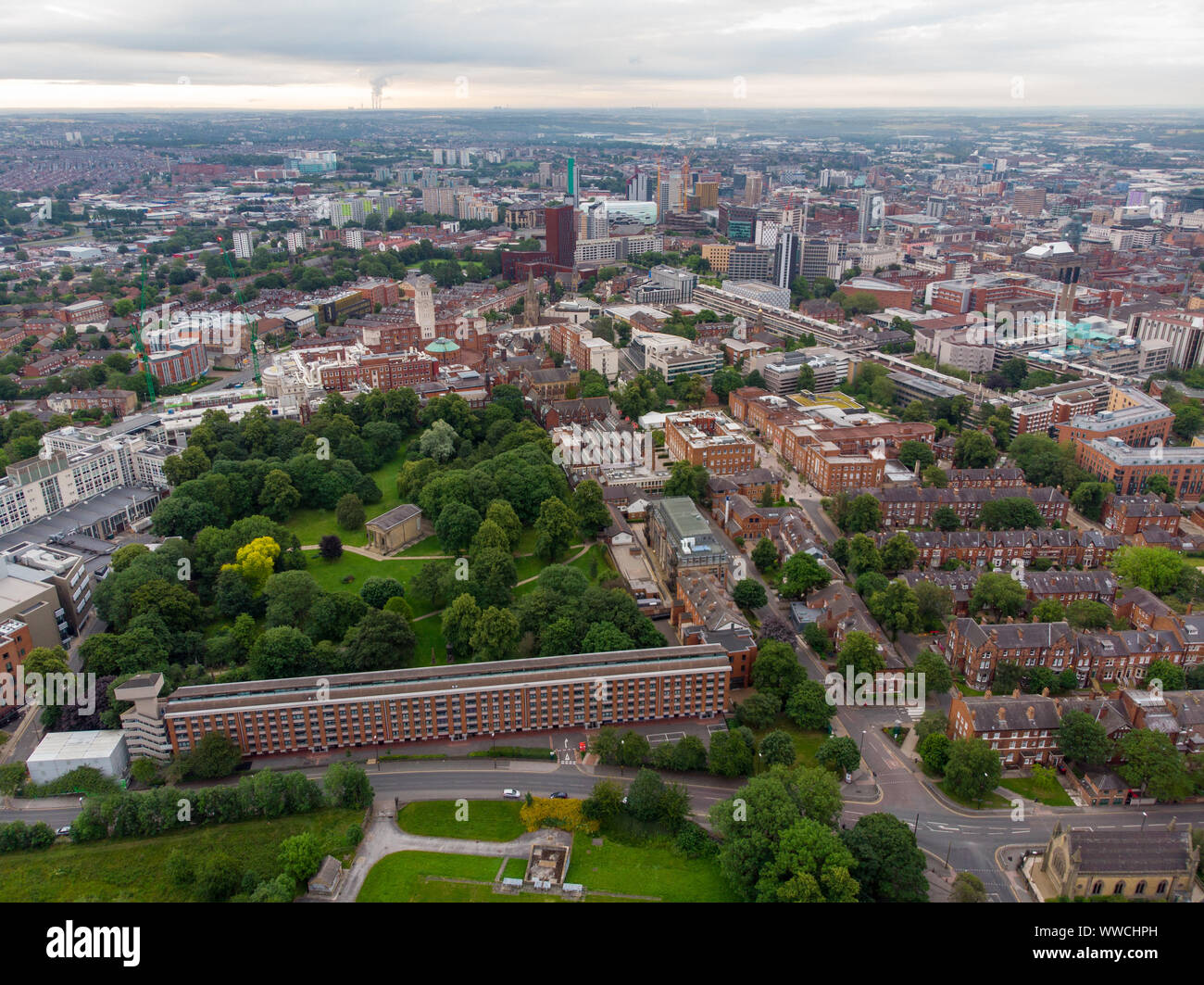 Aerial photo of the Leeds town of Headingley, showing the famous Leeds