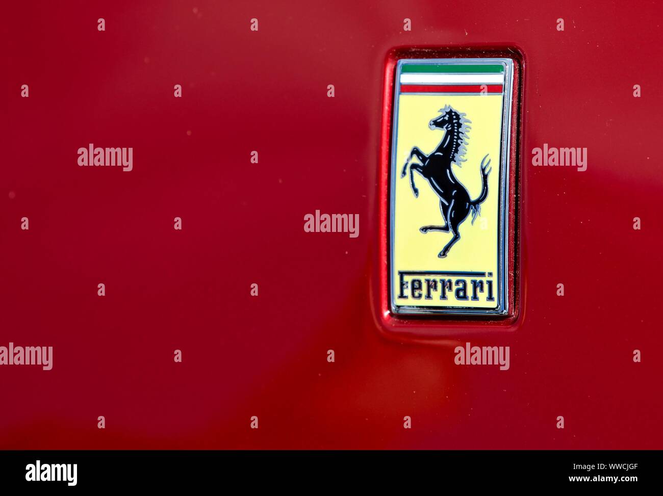 Ferrari rectangular badge Stock Photo
