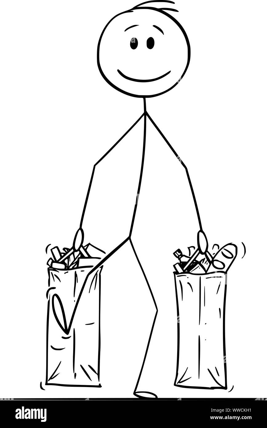 Vector cartoon stick figure drawing conceptual illustration of happy