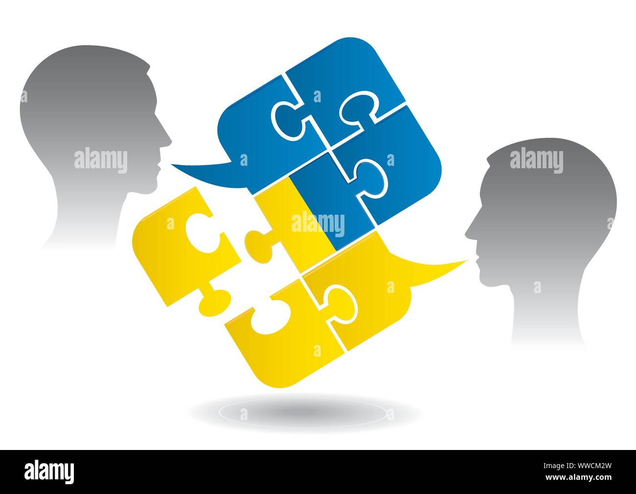 Ukrainian dialog, puzzle .Concept for Ukrainian political or business discussion. Vector available. Stock Vector