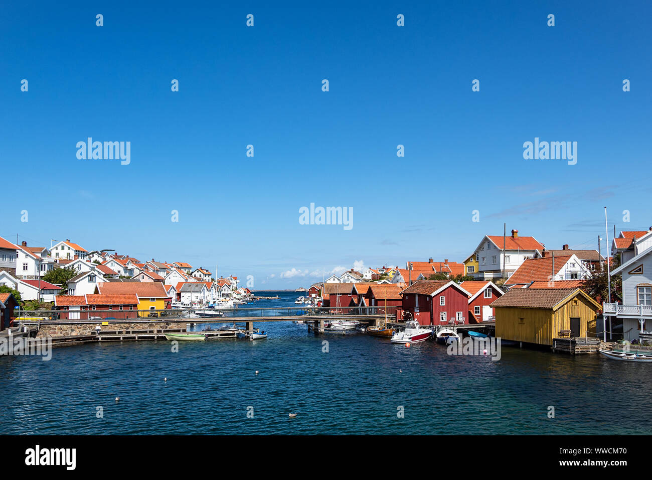 View to the city Gullholmen in Sweden. Stock Photo