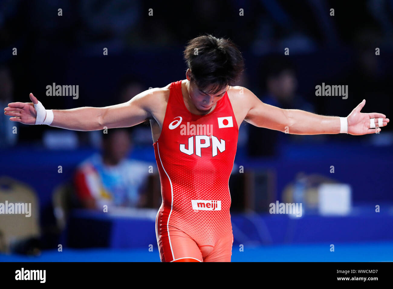 Nursultan, Kazakhstan. 14th Sep, 2019. Shinobu Ota (JPN) Wrestling