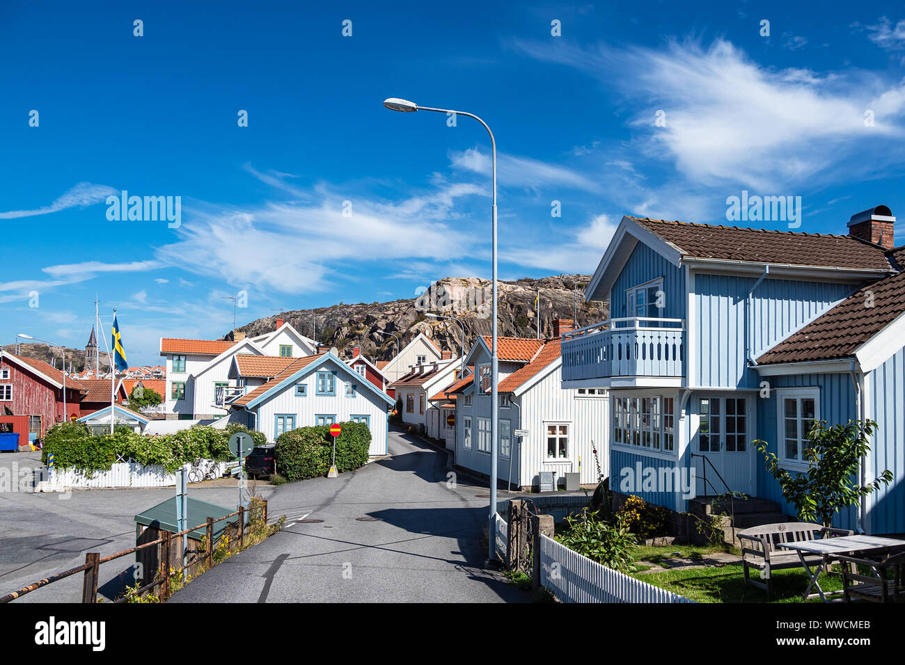 View to the city Fjaellbacka in Sweden. Stock Photo